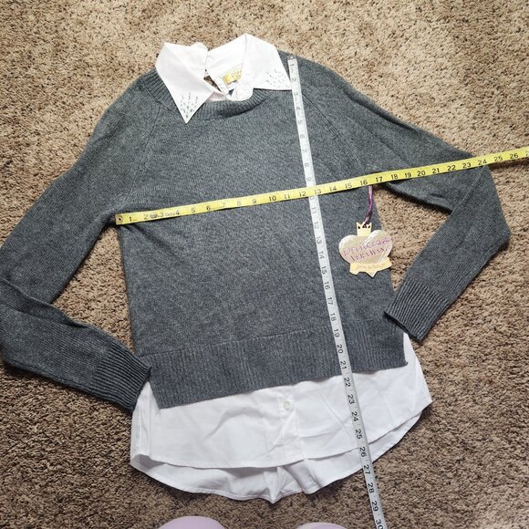 Princess Vera Wang Mock Button Sweater Blouse Top - Picture 2 of 7